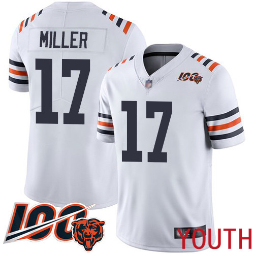 Chicago Bears Limited White Youth Anthony Miller Jersey NFL Football #17 100th Season->youth nfl jersey->Youth Jersey